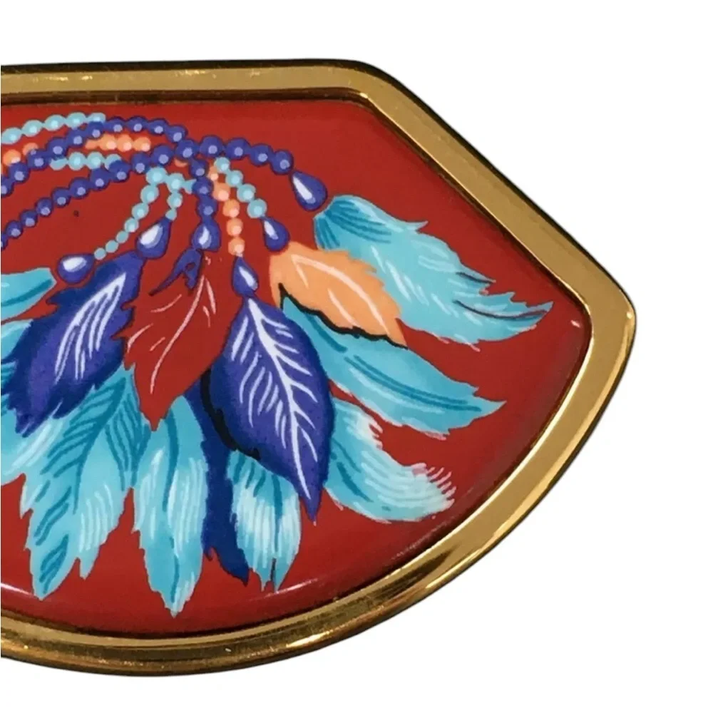 Hermes Vintage Enamel Gold Brooch - Picture 4 of 6